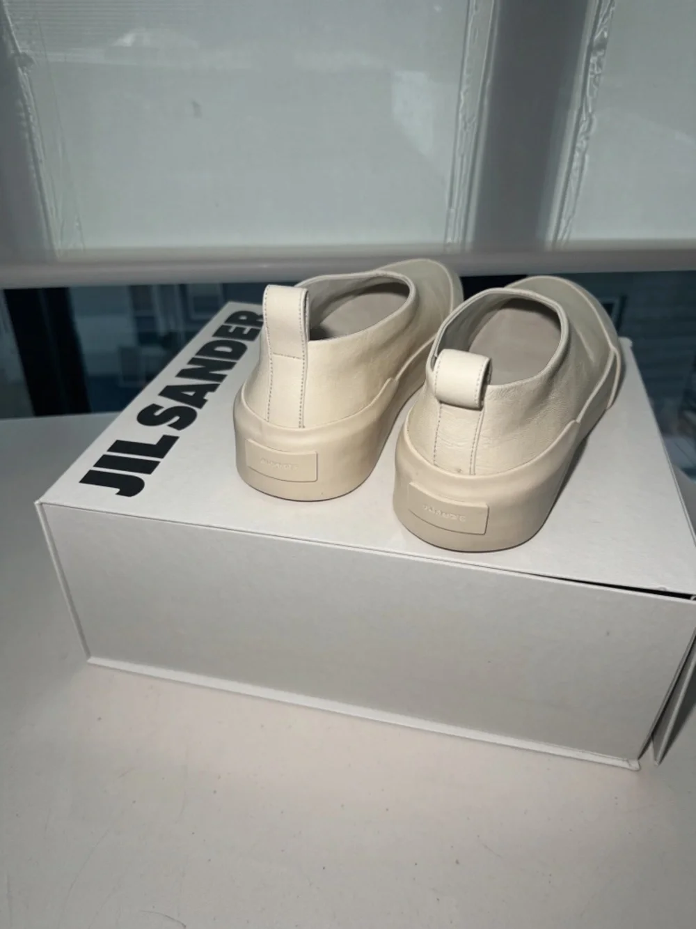 Jil Sander Leather Slip-On Sneakers White/Cream EU 41 with Box